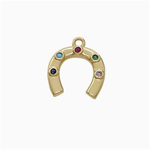 Copper Horseshoe Pendant Pave Zirconia Gold Plated, approx 13mm [FD21992]