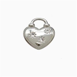 Copper Heart Pendant Pave Zirconia Platinum Plated, approx 13mm [FD21997]