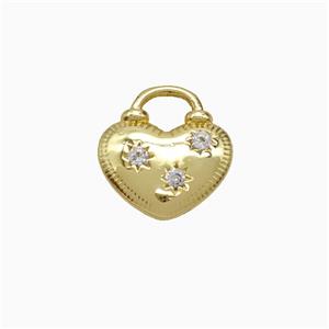 Copper Heart Pendant Pave Zirconia Gold Plated, approx 13mm [FD21998]