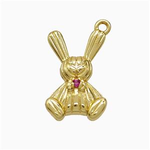 Copper Rabbit Pendant Pave Zirconia Gold Plated, approx 11-17mm [FD22003]