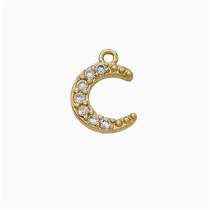 Copper Crescent Moon Pendant Pave Zirconia Gold Plated, approx 10-11mm [FD22004]