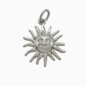 Copper Sun Pendant Platinum Plated, approx 14mm [FD22013]