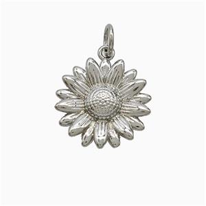 Copper Sunflower Pendant Platinum Plated, approx 15mm [FD22015]