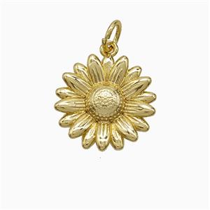 Copper Sunflower Pendant Gold Plated, approx 15mm [FD22016]