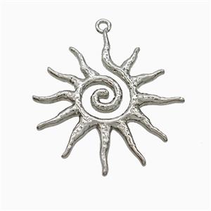 Copper Sun Pendant Spiral Hammered Platinum Plated, approx 27mm [FD22017]
