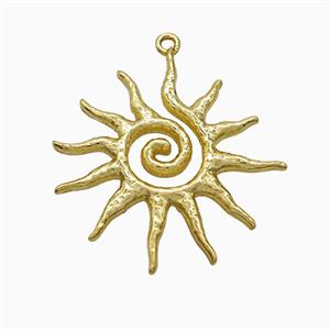 Copper Sun Pendant Spiral Hammered Gold Plated, approx 27mm [FD22018]