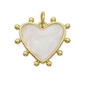 Copper Heart Pendant White Painted Gold Plated, approx 18mm [FD22019]