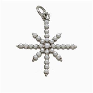 Polaris Charms Copper Northstar Pendant Pave Pearlized Resin Platinum Plated, approx 20mm [FD22023]