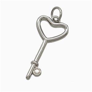 Copper Key Pendant Platinum Plated, approx 11-21mm [FD22025]