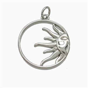 Copper Sun Pendant Platinum Plated, approx 18.5mm [FD22028]