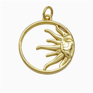 Copper Sun Pendant Gold Plated, approx 18.5mm [FD22029]