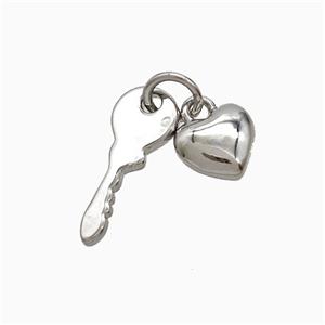 Copper Heart Key Pendant Platinum Plated, approx 7mm, 6-15mm [FD22034]