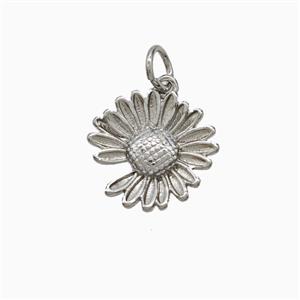 Copper Sunflower Pendant Platinum Plated, approx 13mm [FD22038]