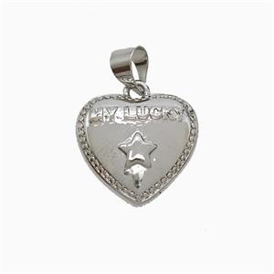 Copper Heart Pendant My Lucky Star Platinum Plated, approx 14mm [FD22040]