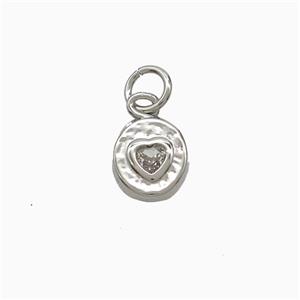 Copper Heart Pendant Pave Zirconia Platinum Plated, approx 7-8mm [FD22047]