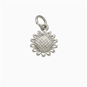 Copper Sunflower Pendant Platinum Plated, approx 9mm [FD22048]