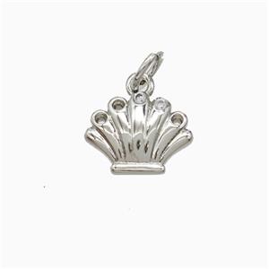 Copper Scallop Shell Pendant Pave Zirconia Platinum Plated, approx 8-11mm [FD22050]