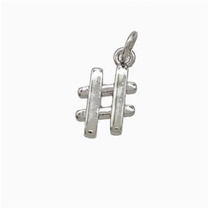 Hashtag Charms Copper Sign Pendant Platinum Plated, approx 8-11mm [FD22052]