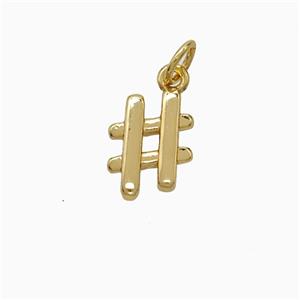 Hashtag Charms Copper Sign Pendant Gold Plated, approx 8-11mm [FD22053]