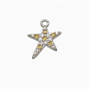 Copper Star Pendant Pave Zirconia Platinum Plated, approx 11mm [FD22064]