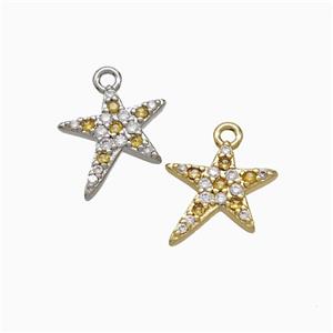 Copper Star Pendant Pave Zirconia Mixed, approx 11mm [FD22066]