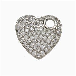 Copper Heart Pendant Micropave Zirconia Platinum Plated, approx 17mm [FD22067]