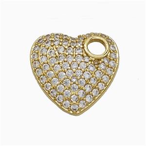 Copper Heart Pendant Micropave Zirconia Gold Plated, approx 17mm [FD22068]