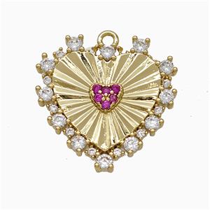 Copper Heart Pendant Micropave Zirconia Gold Plated, approx 19mm [FD22071]