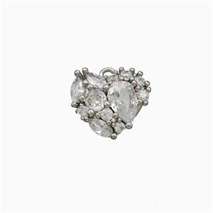 Copper Heart Pendant Micropave Zirconia Platinum Plated, approx 11mm [FD22072]