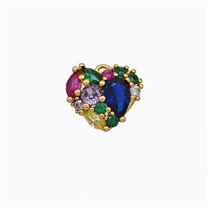 Copper Heart Pendant Micropave Multicolor Zirconia Gold Plated, approx 11mm [FD22075]