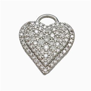 Copper Heart Pendant Pave Zirconia Platinum Plated, approx 16.5mm [FD22078]