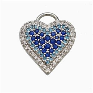 Copper Heart Pendant Pave Zirconia Platinum Plated, approx 16.5mm [FD22079]