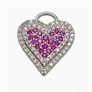 Copper Heart Pendant Pave Zirconia Platinum Plated, approx 16.5mm [FD22080]