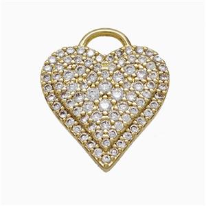 Copper Heart Pendant Pave Zirconia Gold Plated, approx 16.5mm [FD22083]