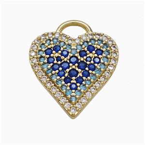 Copper Heart Pendant Pave Zirconia Gold Plated, approx 16.5mm [FD22084]