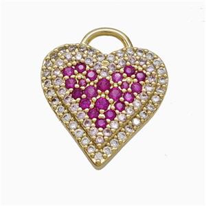 Copper Heart Pendant Pave Zirconia Gold Plated, approx 16.5mm [FD22085]