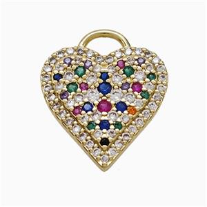 Copper Heart Pendant Pave Multicolor Zirconia Gold Plated, approx 16.5mm [FD22086]