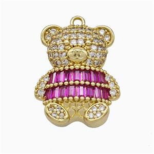 Copper Bear Pendant Pave Zirconia Gold Plated, approx 14-20mm [FD22095]