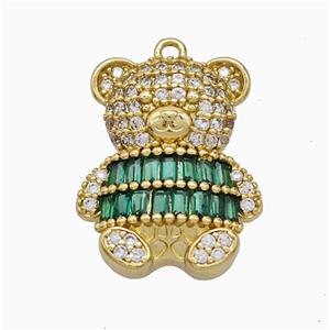 Copper Bear Pendant Pave Zirconia Gold Plated, approx 14-20mm [FD22096]