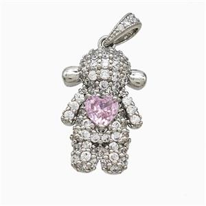 Copper Girls Pendant Pave Zirconia Crystal Glass Kids Platinum Plated, approx 13-20mm [FD22098]