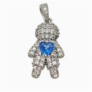 Copper Boy Pendant Pave Zirconia Crystal Glass Kids Platinum Plated, approx 13-20mm [FD22099]