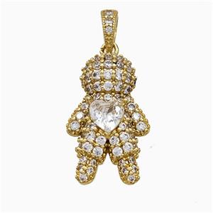 Copper Boy Pendant Pave Zirconia Crystal Glass Kids Gold Plated, approx 13-20mm [FD22100]