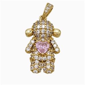 Copper Girls Pendant Pave Zirconia Crystal Glass Kids Gold Plated, approx 13-20mm [FD22101]