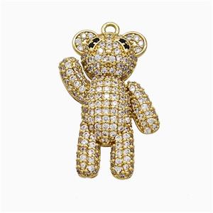 Copper Bear Pendant Pave Zirconia Gold Plated, approx 18-25mm [FD22103]