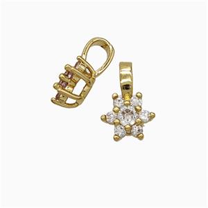 Copper Flower Pendant Pave Crystal Glass Gold Plated, approx 6-10mm [FD22107]
