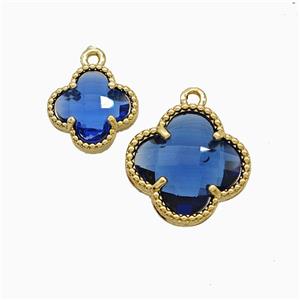 Copper Clover Pendant Pave Blue Crystal Glass Gold Plated, approx 16mm [FD22118-16MM]