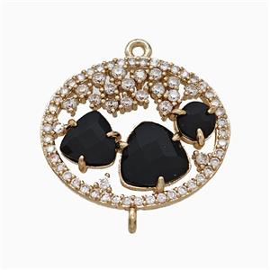 Copper Circle Connector Pave Zirconia Cateye Glass Gold Plated, approx 19-23mm [FD22127]