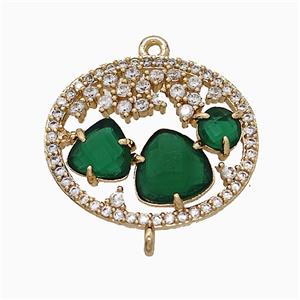 Copper Circle Connector Pave Zirconia Cateye Glass Gold Plated, approx 19-23mm [FD22131]