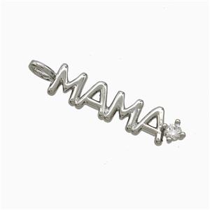 Copper MAMA Pendant Pave Zirconia Platinum Plated, approx 6-30mm [FD22138]