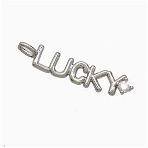Copper LUCKY Pendant Pave Zirconia Platinum Plated, approx 6-30mm [FD22140]
